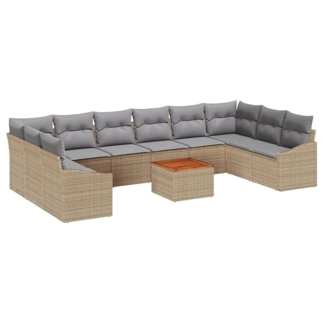 vidaXL Garten-Sofa-Set 11-Tlg Beige Hellgrau 3356551