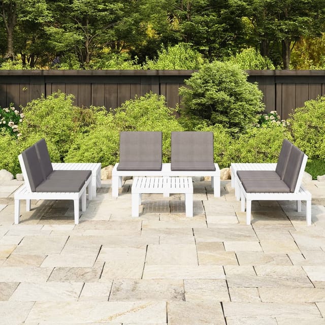 vidaXL 6-Tlg Garten-Lounge-Set mit Auflagen Kunststoff Weiß 3059833
