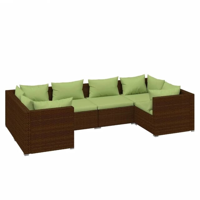 vidaXL 6-Tlg Garten-Lounge-Set mit Auflagen Poly Rattan Braun 3101940