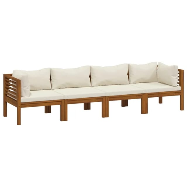 vidaXL 4-Sitzer-Gartensofa mit Creme Kissen Massivholz Akazie 3086933