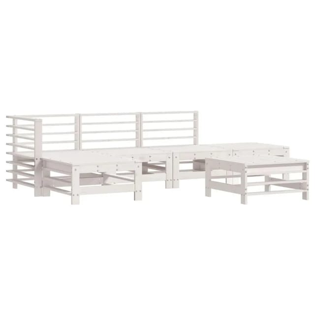 vidaXL 6-Tlg Garten-Lounge-Set Weiß Massivholz Kiefer 3186334