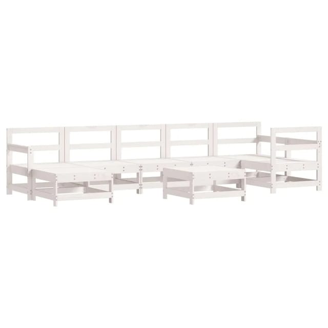 vidaXL 8-Tlg Garten-Lounge-Set Weiß Massivholz Kiefer 3186285