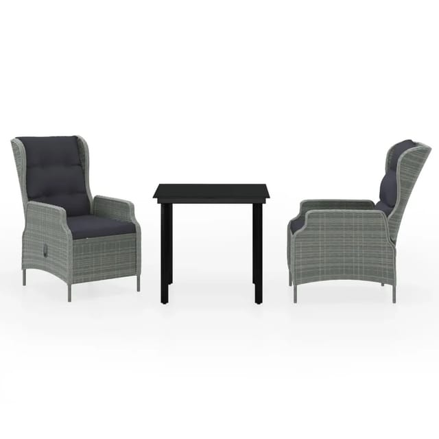 vidaXL 3-Tlg Garten-Essgruppe Hellgrau 3099643
