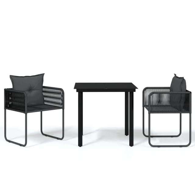 vidaXL 3-Tlg Garten-Essgruppe Schwarz 3099077