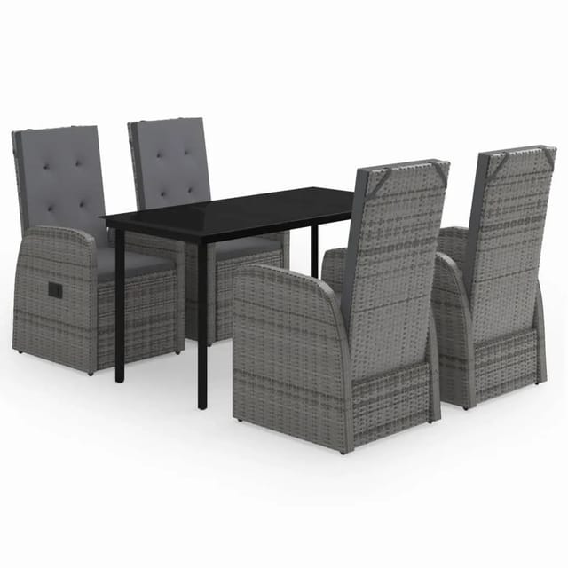 vidaXL 5-Tlg Garten-Essgruppe mit Kissen Grau 3099475