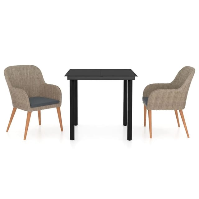 vidaXL 3-Tlg Garten-Essgruppe mit Kissen Braun 3099511