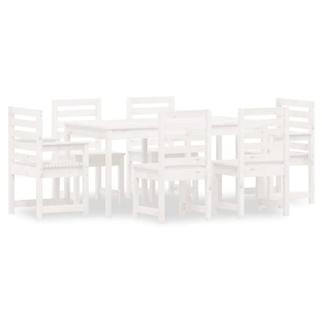 vidaXL 7-Tlg Garten-Essgruppe Weiß Massivholz Kiefer 3154708