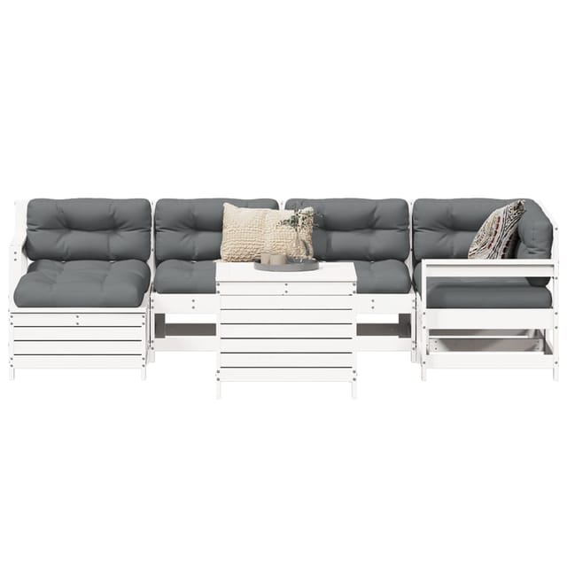 vidaXL 7-Tlg Garten-Sofagarnitur Weiß Massivholz Kiefer 3250985