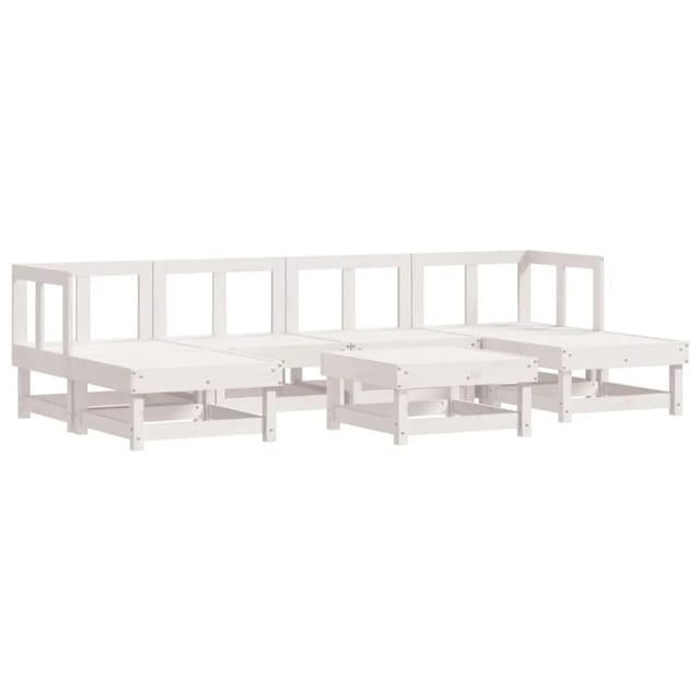vidaXL 7-Tlg Garten-Lounge-Set Weiß Massivholz Kiefer 3186348