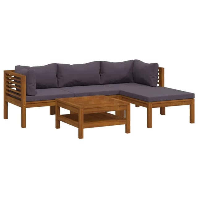 vidaXL 5-Tlg Garten-Lounge-Set mit Auflage Massivholz Akazie 3086895