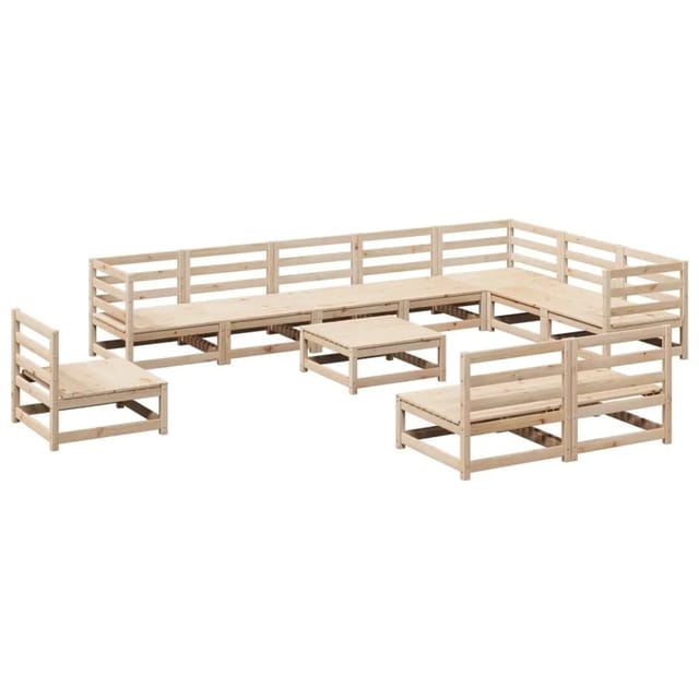 vidaXL 11-Tlg Garten-Sofagarnitur Massivholz Kiefer 3299485