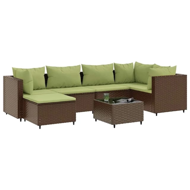 vidaXL 7-Tlg Garten-Lounge-Set mit Kissen Braun Poly Rattan 3308222