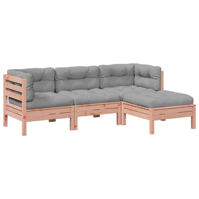 vidaXL 4-Tlg Garten-Sofagarnitur mit Kissen Massivholz Douglasie 3299382