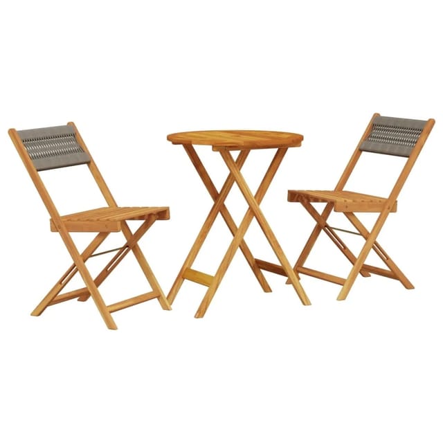 vidaXL 3-Tlg Bistro-Set Grau Polypropylen und Massivholz 3281746
