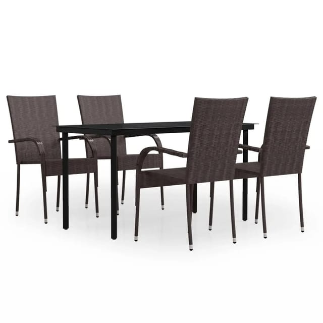 vidaXL 5-Tlg Garten-Essgruppe Braun und Schwarz 3099385