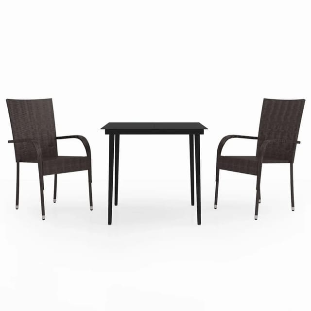 vidaXL 3-Tlg Garten-Essgruppe Braun und Schwarz 3099401