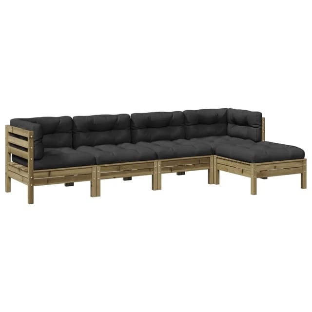 vidaXL 5-Tlg Garten-Sofagarnitur mit Kissen Kiefernholz Imprägniert 3299395