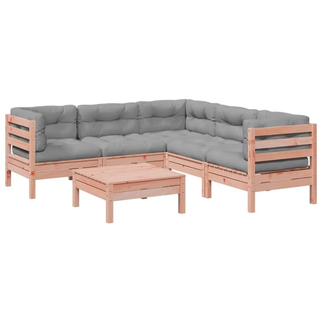vidaXL 6-Tlg Garten-Sofagarnitur mit Kissen Massivholz Douglasie 3299450