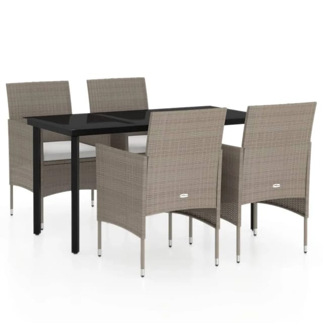 vidaXL 5-Tlg Garten-Essgruppe mit Kissen Beige und Schwarz 3099295