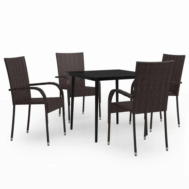 vidaXL 5-Tlg Garten-Essgruppe Braun und Schwarz 3099402