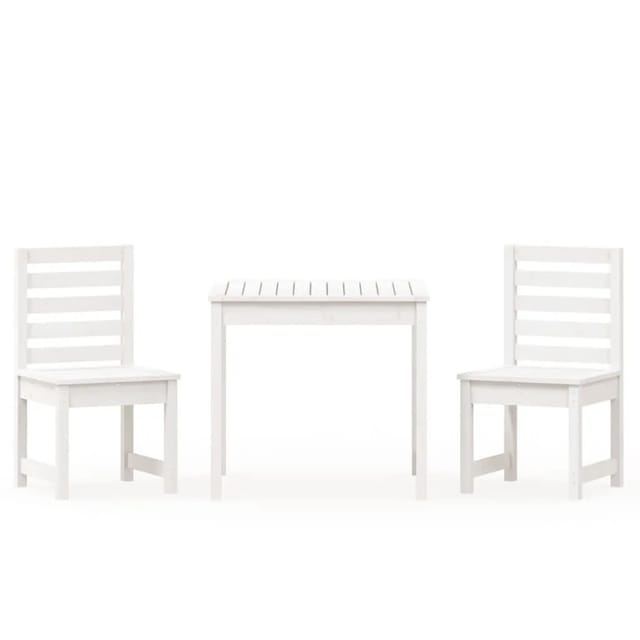 vidaXL 3-Tlg Garten-Bistro-Set Weiß Massivholz Kiefer 3154672