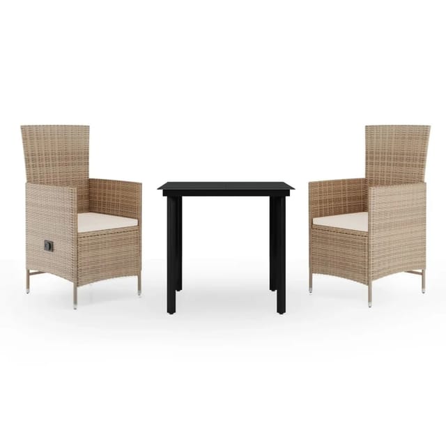 vidaXL 3-Tlg Garten-Essgruppe mit Kissen Beige 3099437