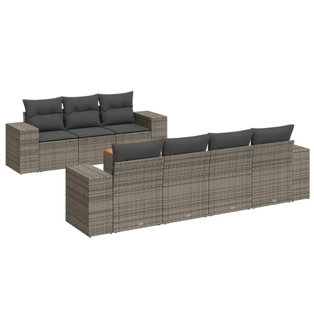 vidaXL 8-Tlg Garten-Sofagarnitur mit Kissen Grau Poly Rattan 3257684