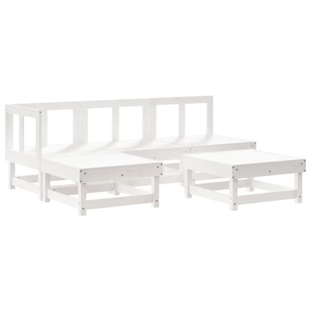 vidaXL 5-Tlg Garten-Lounge-Set Weiß Massivholz Kiefer 3186516