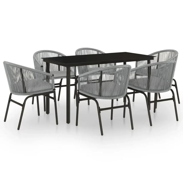 vidaXL 7-Tlg Garten-Essgruppe Grau 3099236