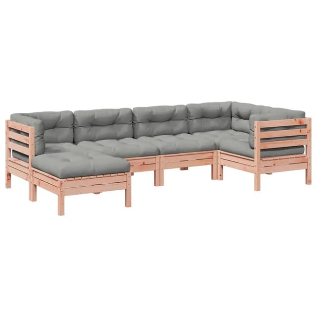 vidaXL 6-Tlg Garten-Sofagarnitur mit Kissen Massivholz Douglasie 3299528
