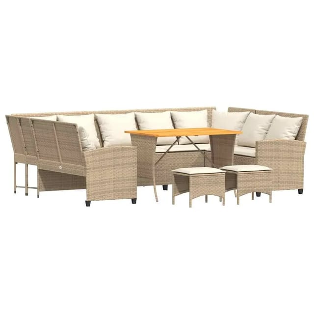vidaXL 4-Tlg Garten-Sofagarnitur mit Kissen Beige Poly Rattan 3365340