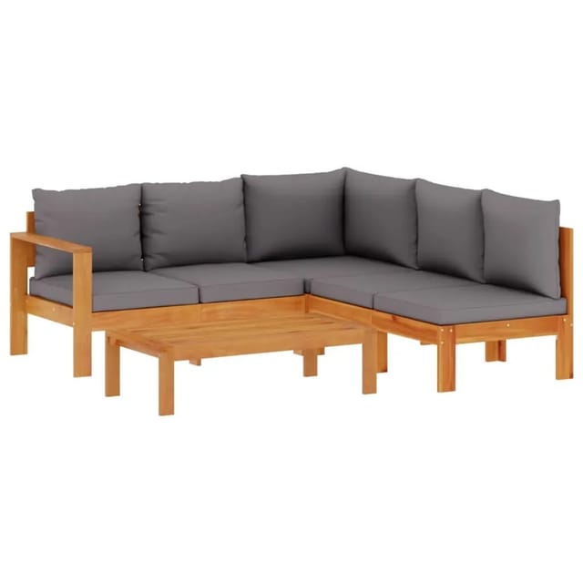 vidaXL 4-Tlg Garten-Sofagarnitur mit Kissen Massivholz Akazie 3214870