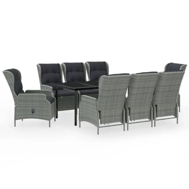 vidaXL 9-Tlg Garten-Essgruppe Hellgrau 3099648