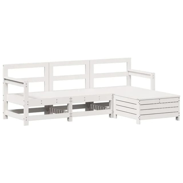 vidaXL 4-Tlg Garten-Sofagarnitur Weiß Massivholz Kiefer 3250801
