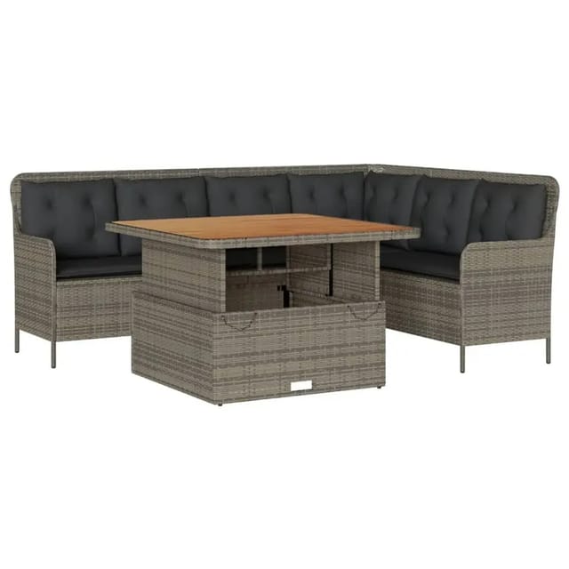 vidaXL 2-Tlg Garten-Sofagarnitur mit Auflagen Poly Rattan Grau 3262084