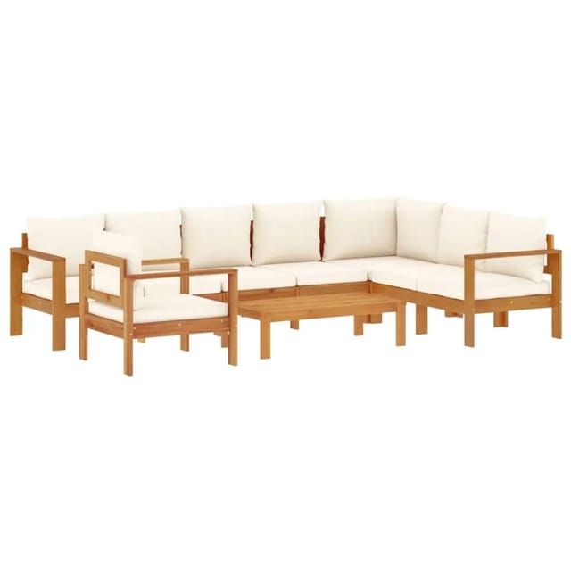 vidaXL 6-Tlg Garten-Sofagarnitur mit Kissen Massivholz Akazie 3214851