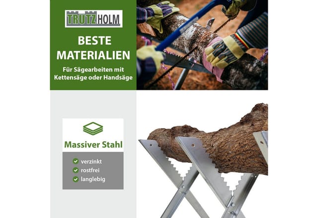 TRUTZHOLM Holzsägebock Klappbar 82x80x77 cm Stahl Verzinkt 150 kg Traglast