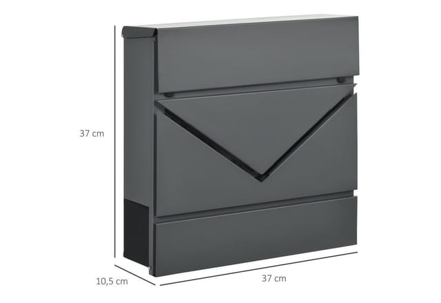 HOMCOM Briefkasten Verzinkter Stahl 37L x 10,5B x 37H cm Dunkelgrau