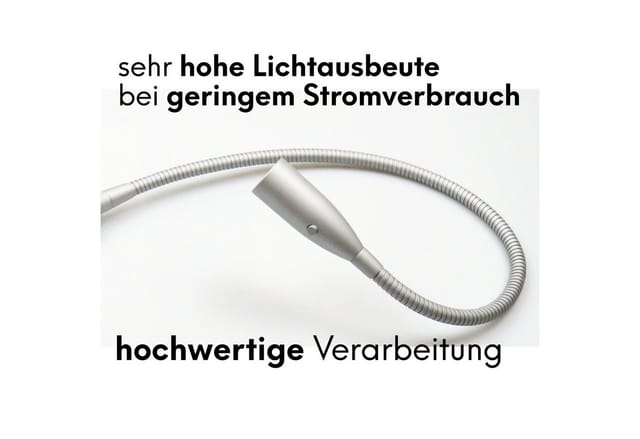 kalb LED Bettleuchte Aluminium Silbergrau Warmweiß Leseleuchte Nachttischlampe 2er Set Silbergrau