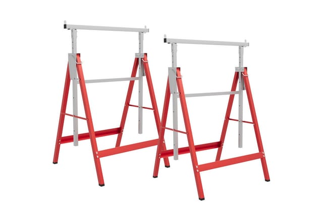 HOMCOM Arbeitsbock Stahl 68L x 58B x 80-130H cm Rot