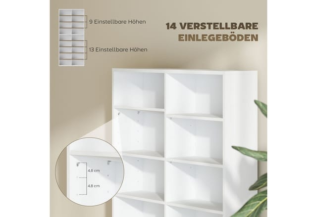HOMCOM CD-DVD Aufbewahrungsregal 18 Fächer 175 cm Weiß