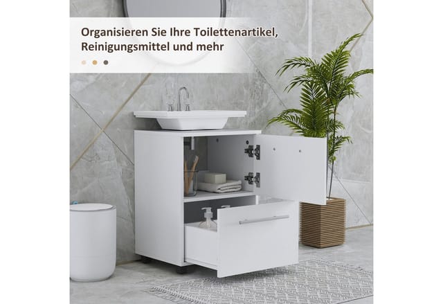 HOMCOM Waschbeckenunterschrank Spanplatte 41,5L x 35,5B x 59H cm Weiß