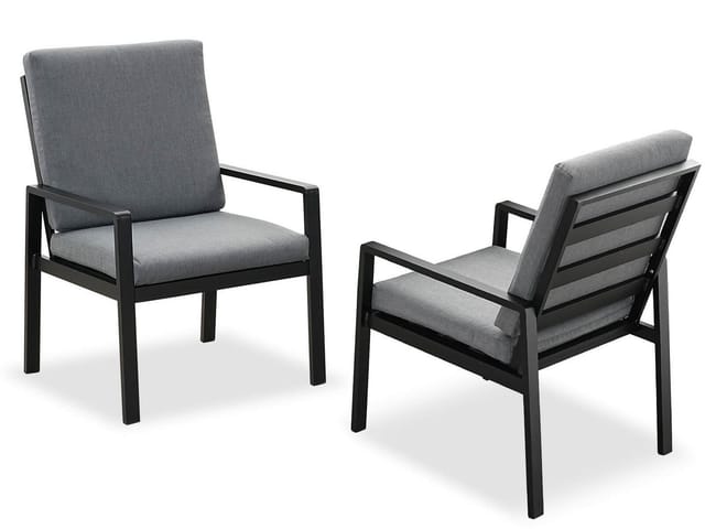 MeXo 2 St Aluminium Gartenmöbel Esstischstuhl Schwarz