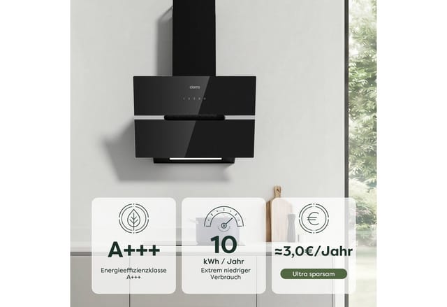 CIARRA Dunstabzugshaube 60 cm 650 m³/h A+++ Kopffrei WIFI-APP Touch Control VM6736FB
