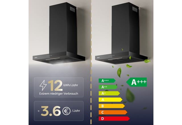 CIARRA Dunstabzugshaube A+++ 650 m³/h 60 cm WIFI-APP Touch Control VMB6102