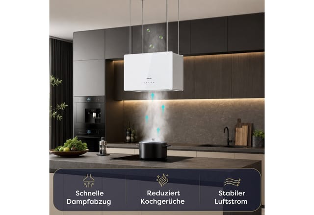 CIARRA Dunstabzugshaube A+++ 700 m³/h WIFI APP & Touch-Bedienung Inselhaube VM4850S