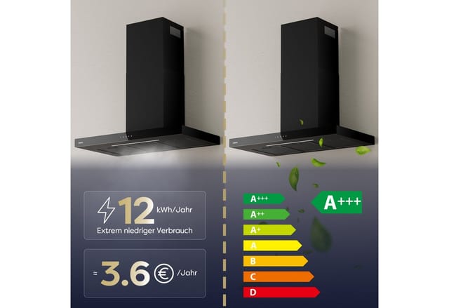 CIARRA Dunstabzugshaube A+++ 650 m³/h 90 cm WIFI-APP Touch Control VMB9102