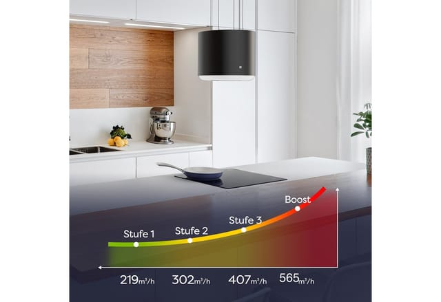 CIARRA Dunstabzugshaube A+ 550 m³/h WIFI APP & Touch-Bedienung Inselhaube VM4838B