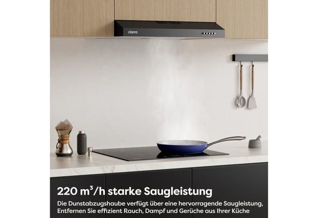 CIARRA Unterbauhaube 60 cm 220 m³/h A+ 3 Stufen Um/Abluft VM6903DB