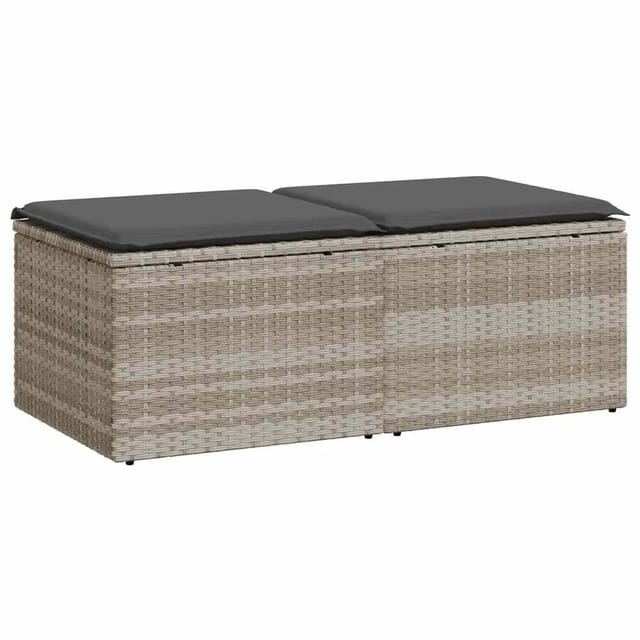 vidaXL 2-Tlg Garten-Sofagarnitur mit Kissen Hellgrau Poly Rattan 3328685
